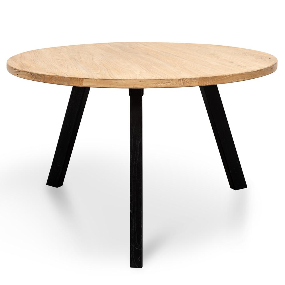 Mina Reclaimed 1.25m Round Dining Table - Black Legs - Dining Tables