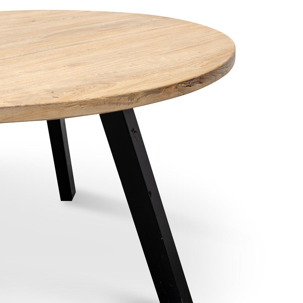 Mina Reclaimed 1.25m Round Dining Table - Black Legs - Dining Tables