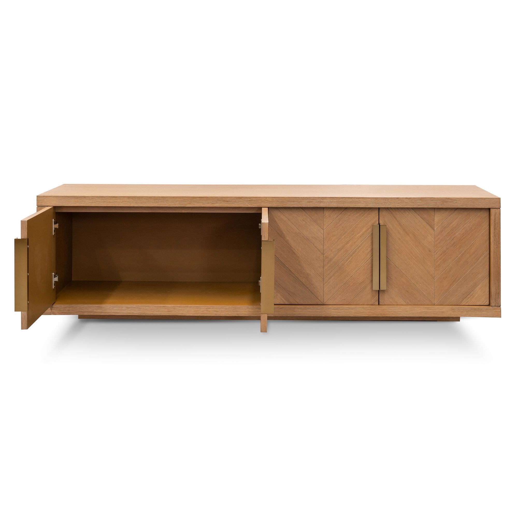 Miranda TV Entertainment Unit - Dusty Oak with Gold Handle - TV Units
