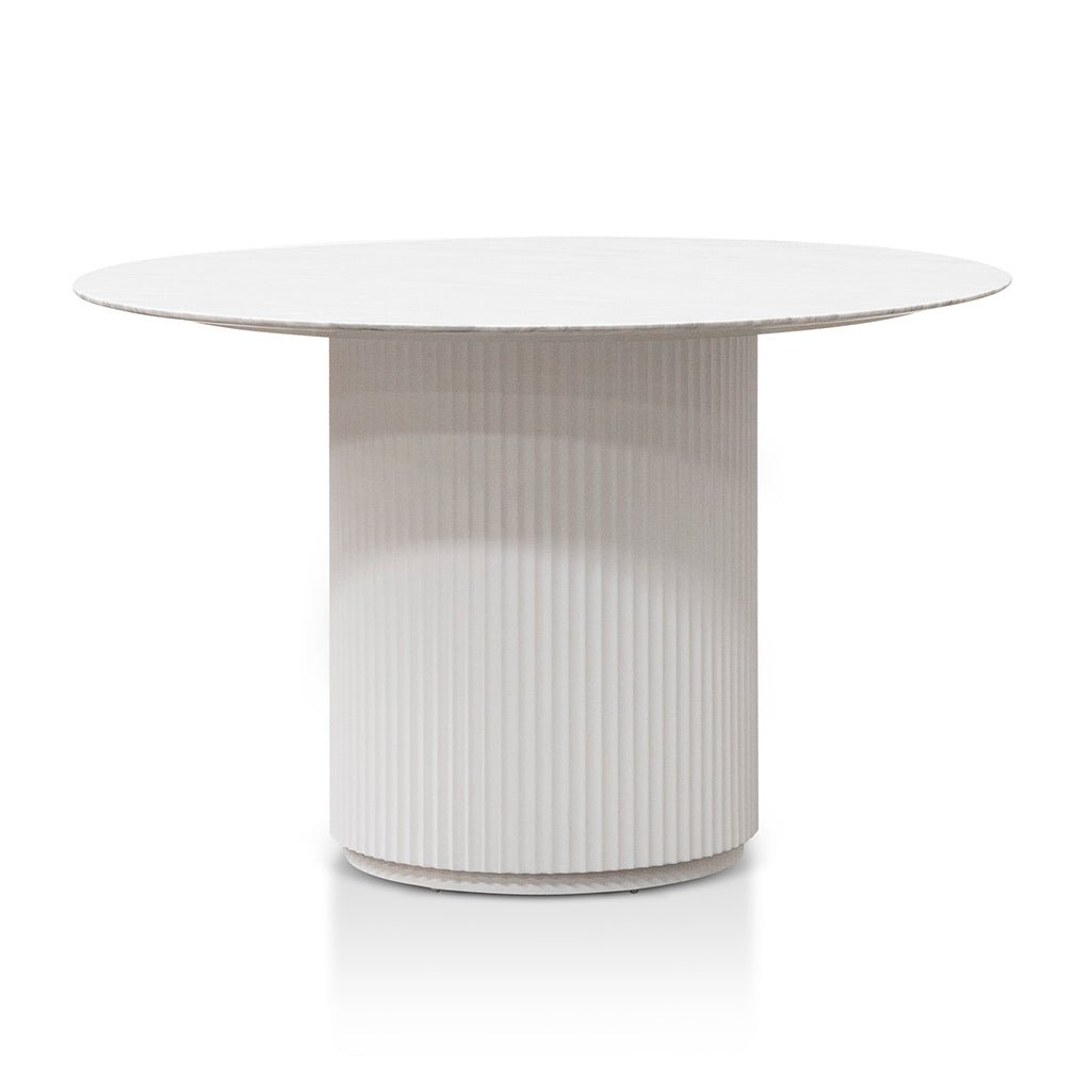 Nemo 1.2m Round Marble Dining Table - White - Dining Tables
