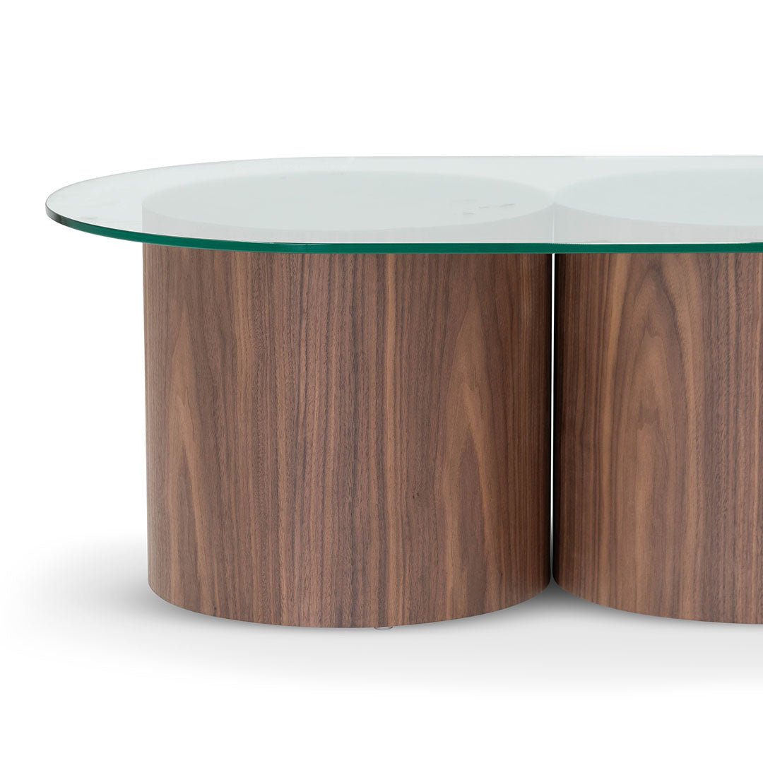 Nicholas Oval Glass Coffee Table - Walnut - Coffee Table