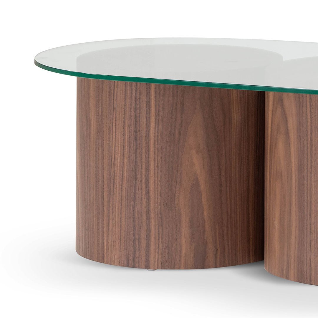 Nicholas Oval Glass Coffee Table - Walnut - Coffee Table