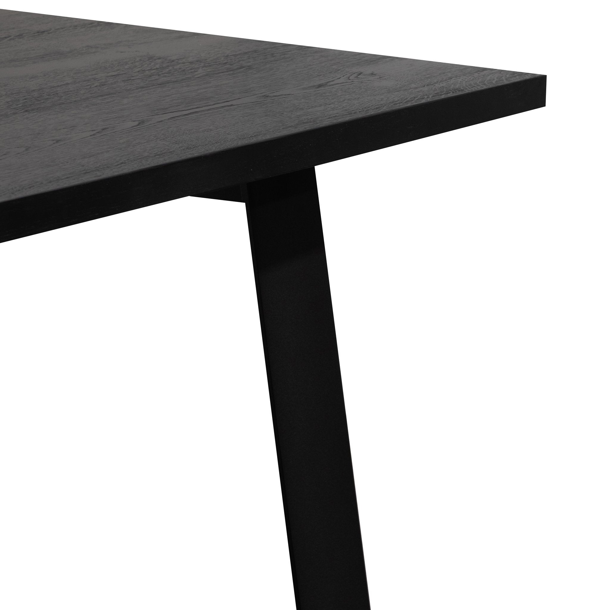 Nile 2.2m Straight Top Dining table - Black Rustic Oak - Metal Legs - Dining Tables