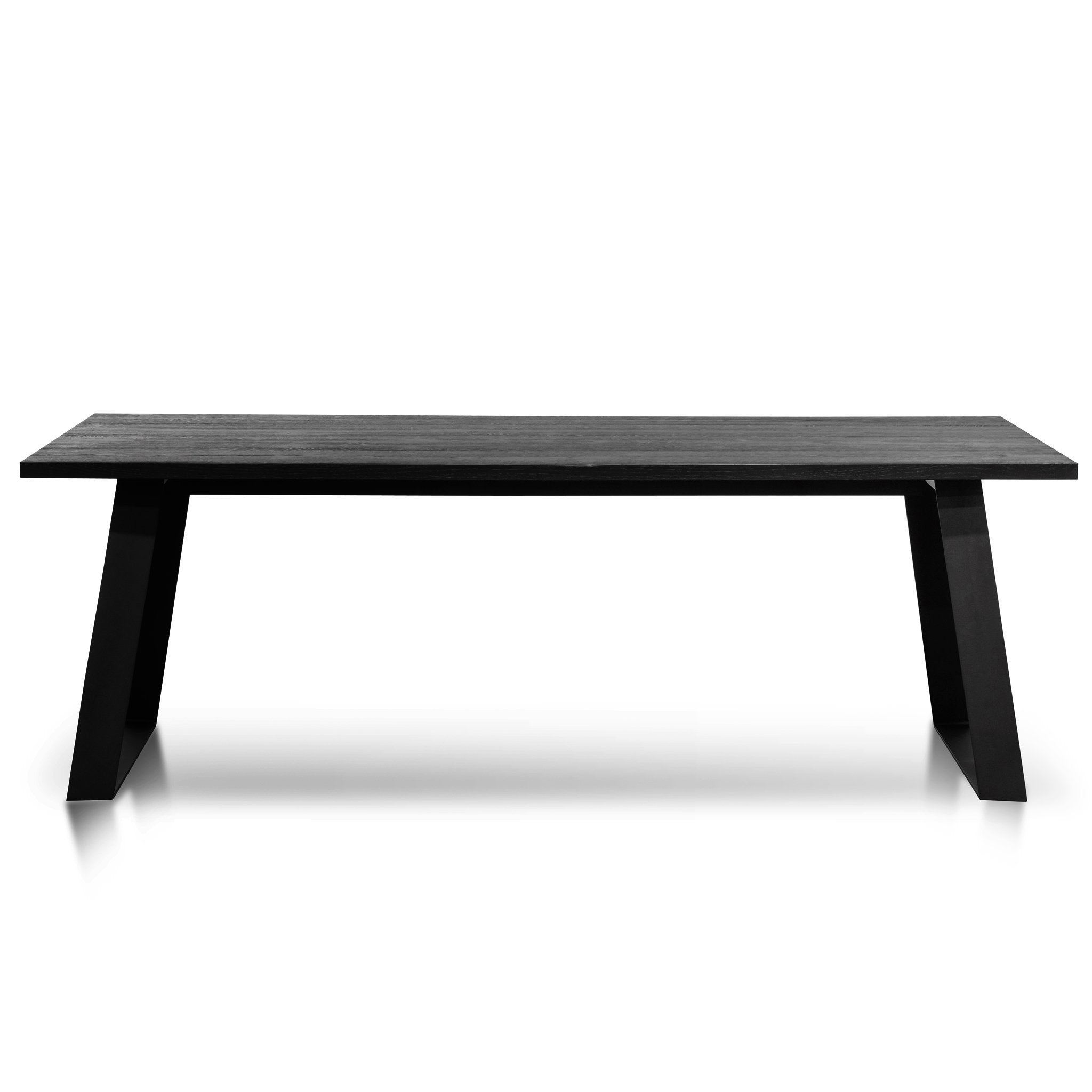 Nile 2.2m Straight Top Dining table - Black Rustic Oak - Metal Legs - Dining Tables