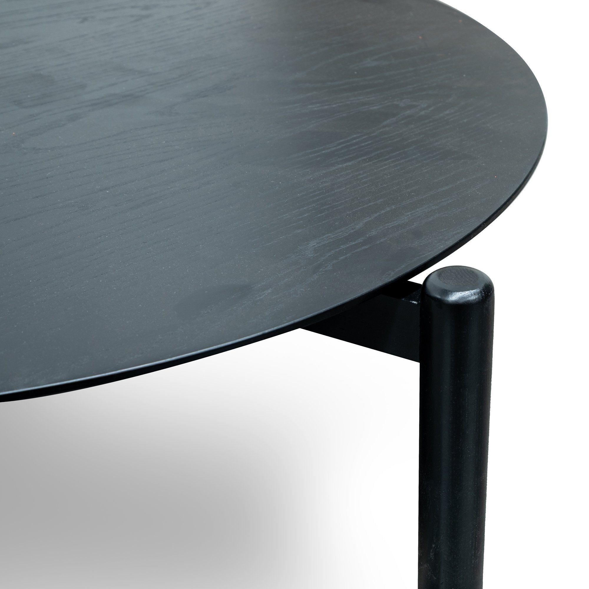 Olivia Wooden Round Coffee Table - Black - Coffee Table