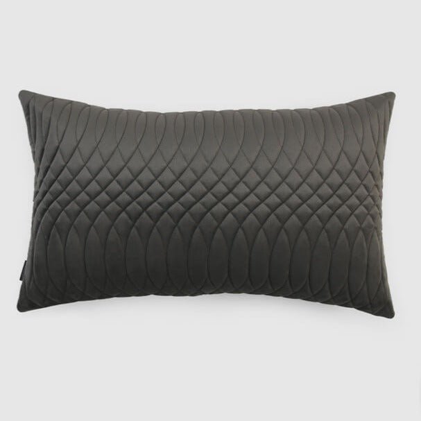 Opulent Wave Embossed Lumbar Pillow Cover , Grey - Pillow Covers