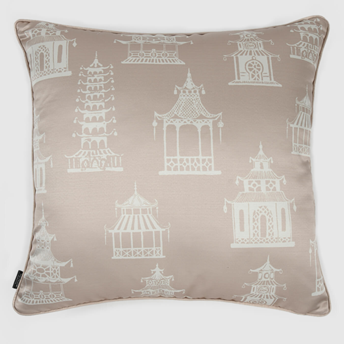Oriental Pagoda Pillow Cover , Gold - Pillow Covers