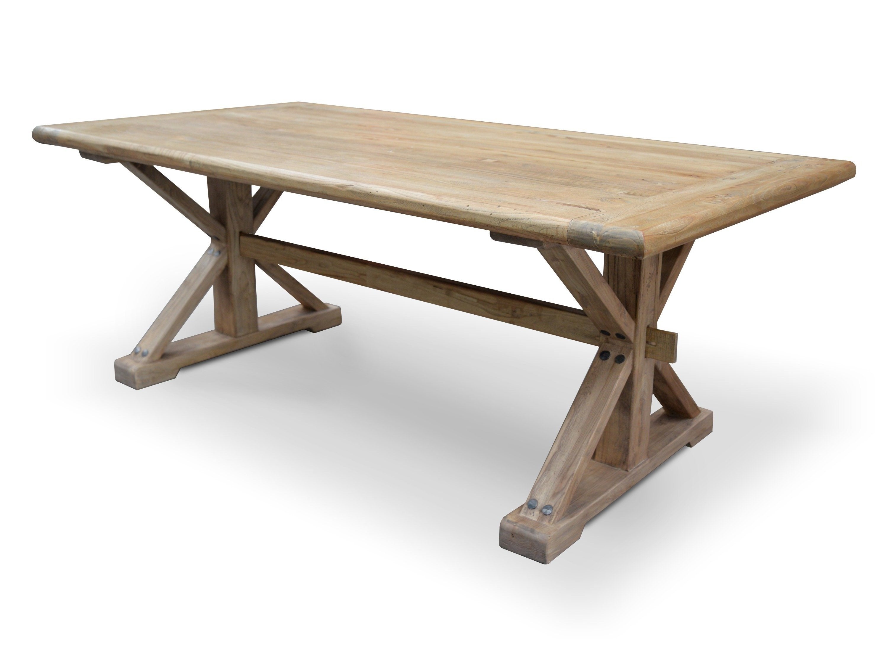 Parliment 2m Reclaimed Oak Wood Dining Table - Rustic Natural - Dining Tables