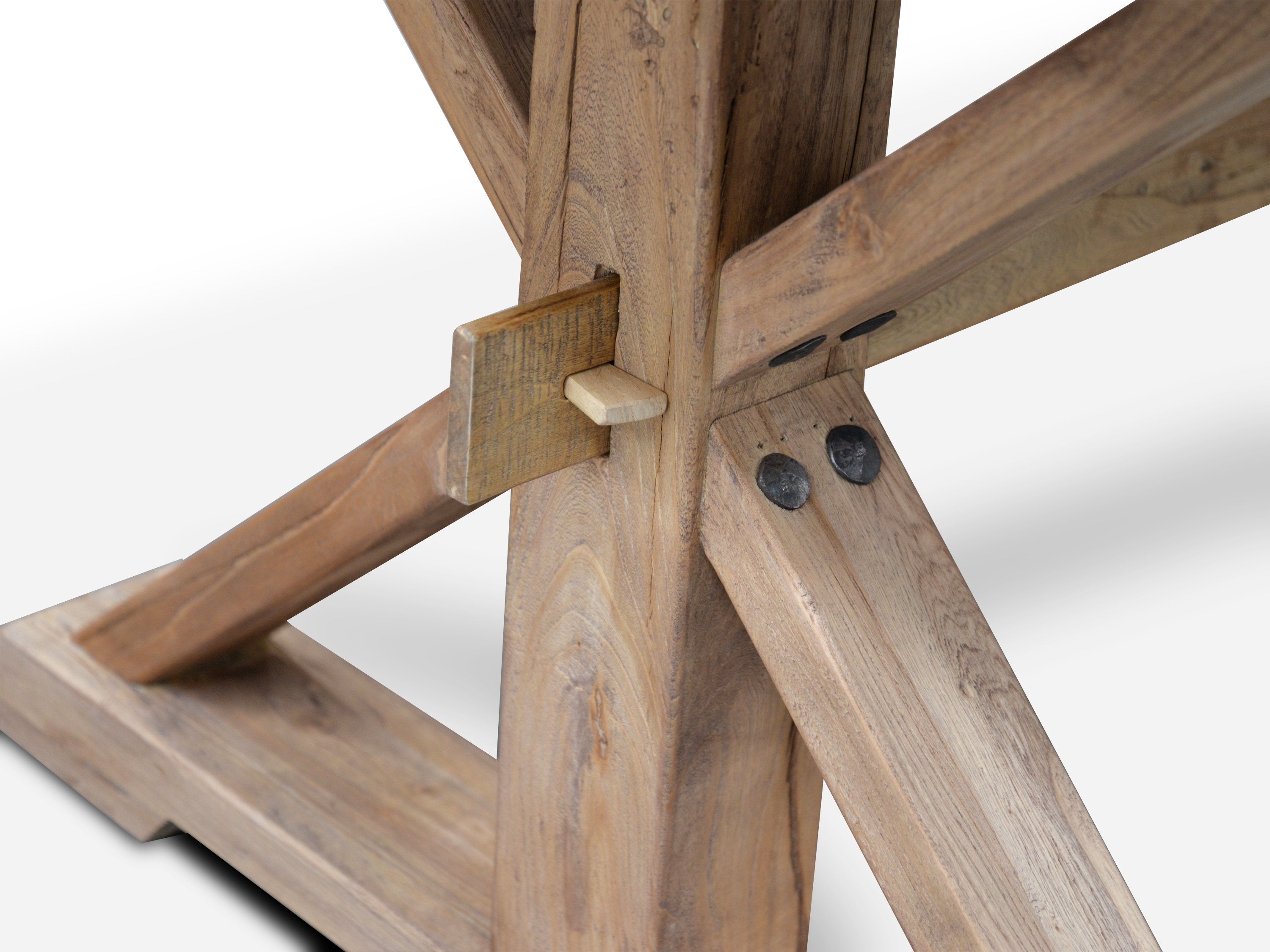 Parliment 2m Reclaimed Oak Wood Dining Table - Rustic Natural - Dining Tables
