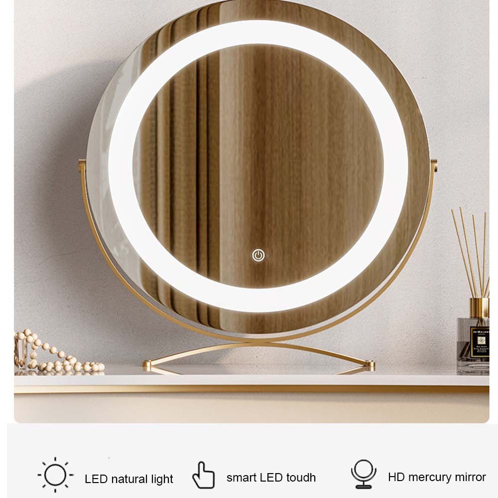 Prague White LED Lights Vanity Set - Make-Up Vanity