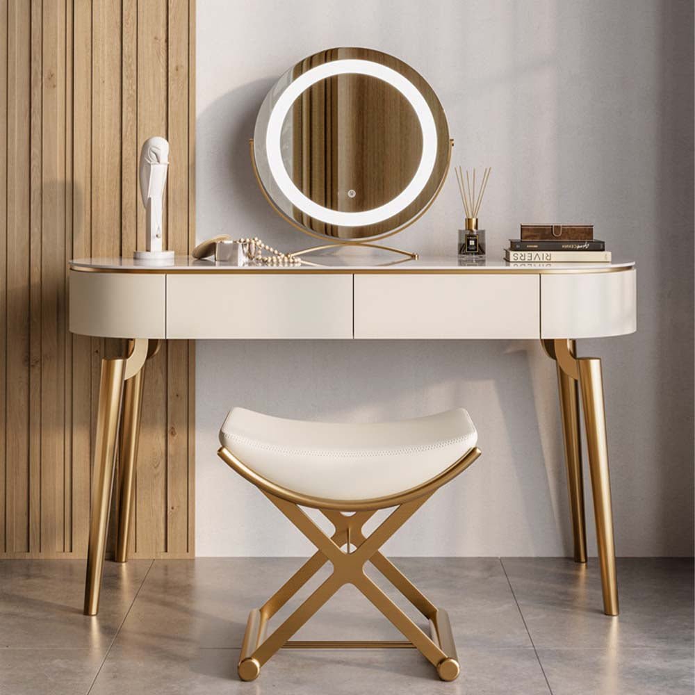 Prague White LED Lights Vanity Set - Make-Up Vanity