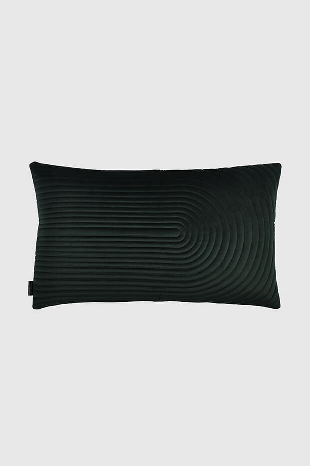 Quilted Arch Lumbar Pillow Cover , Emerald - Pillow Covers