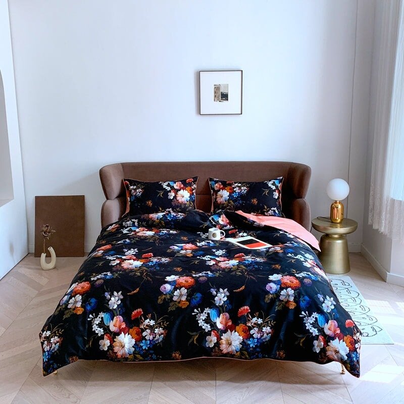 Retro Floral Duvet Cover Set (Egyptian Cotton, 500 TC) - Duvet Covers