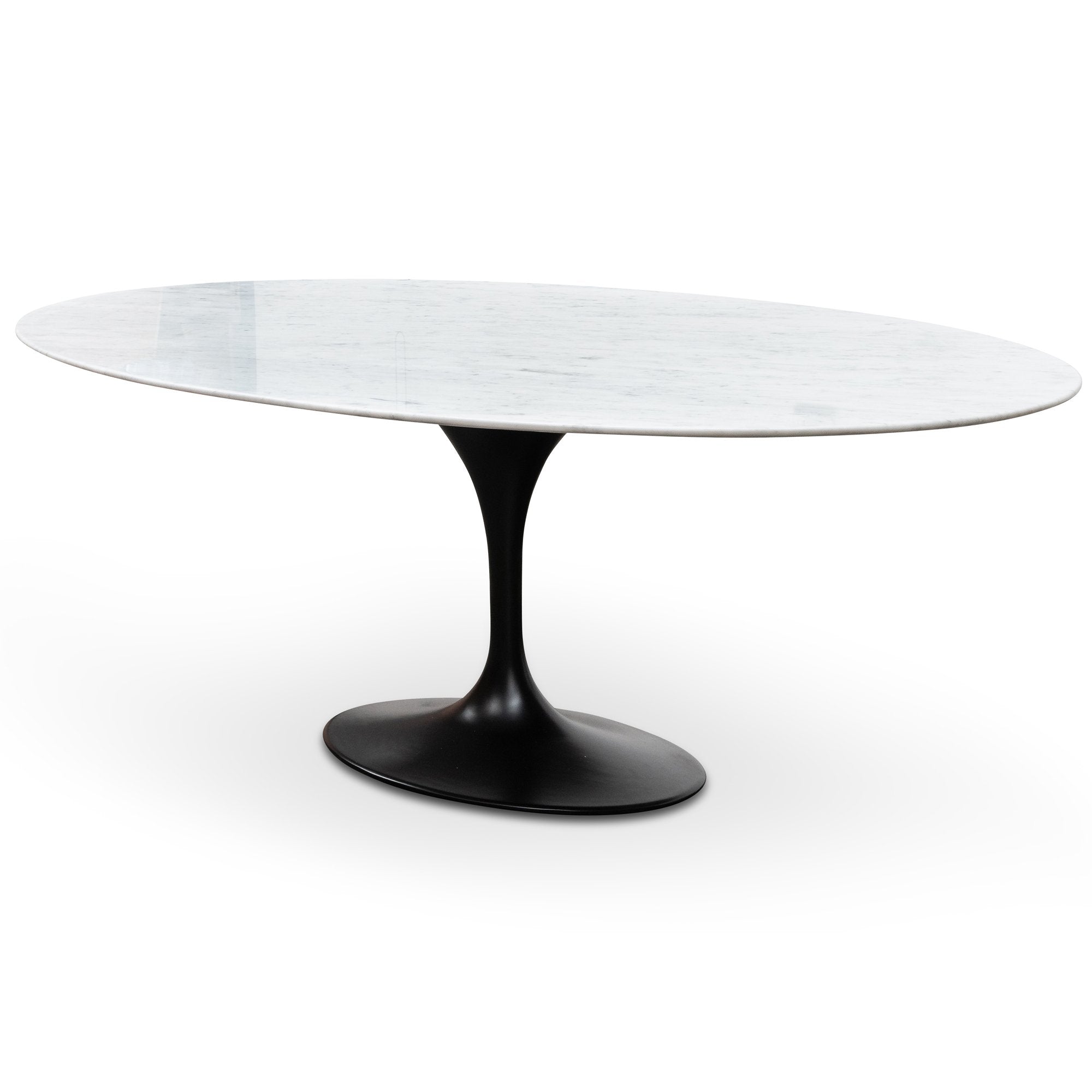 Rose 2m White Marble Oval Dining Table - Black Base - Dining Tables
