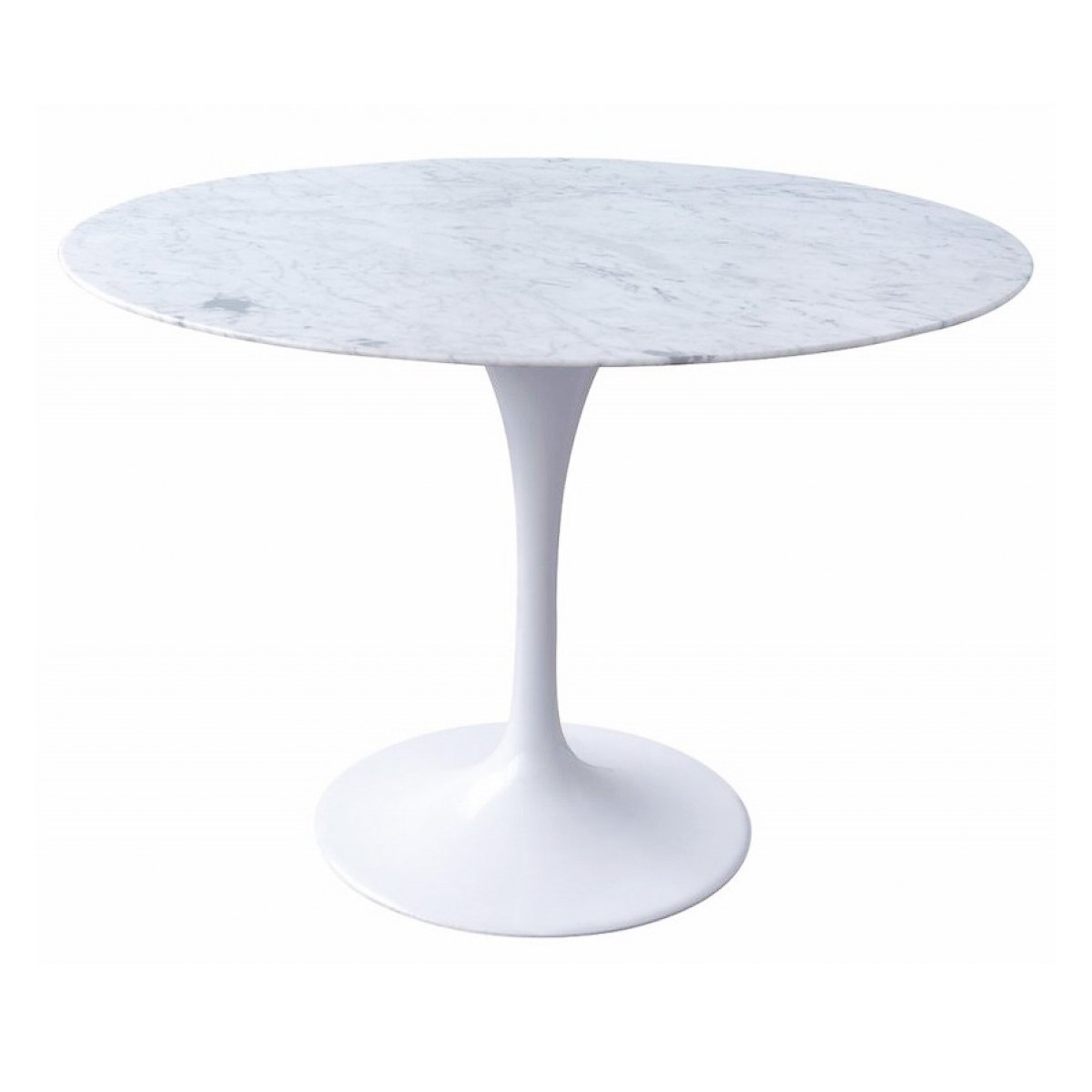 Rose 90cm Round Marble Dining Table - White - Dining Tables