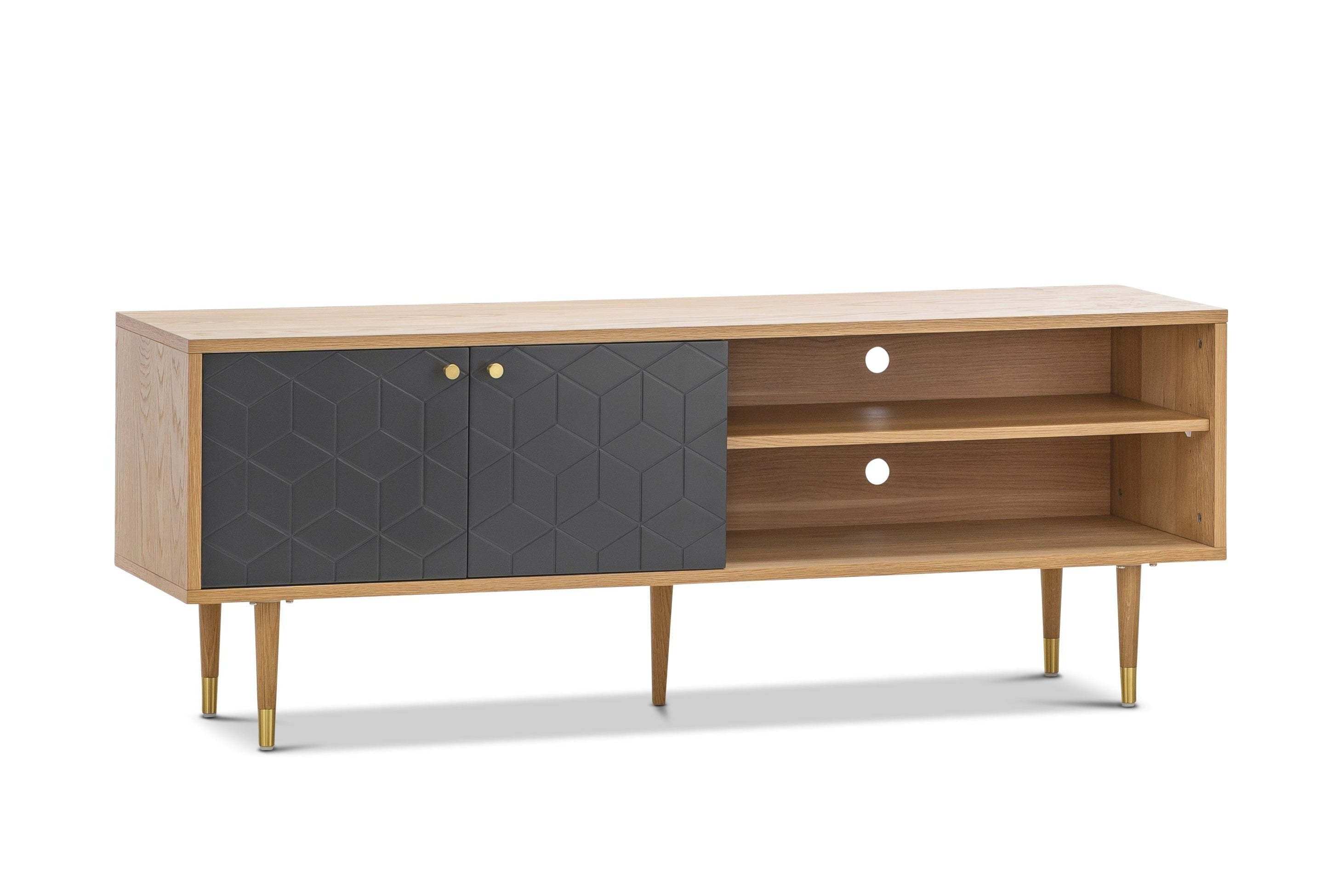 Sawyer Light Oak Entertainment Unit - Dark Grey - TV Units