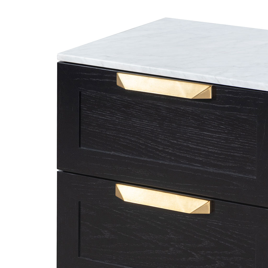 Selena Bedside Table - Black with Marble Top - Bedside Tables