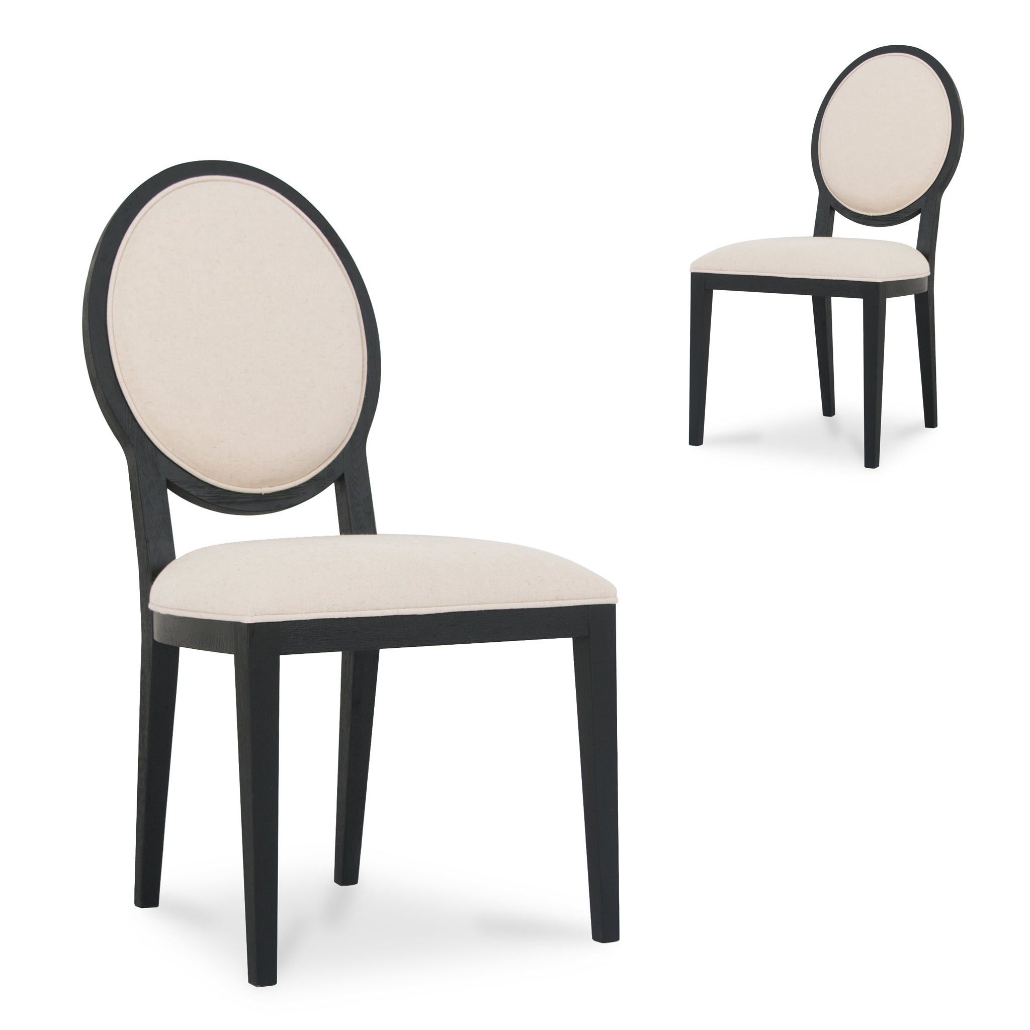 Set of 2 Ayla Fabric Dining Chair - Beige and Black - Dining Chairs