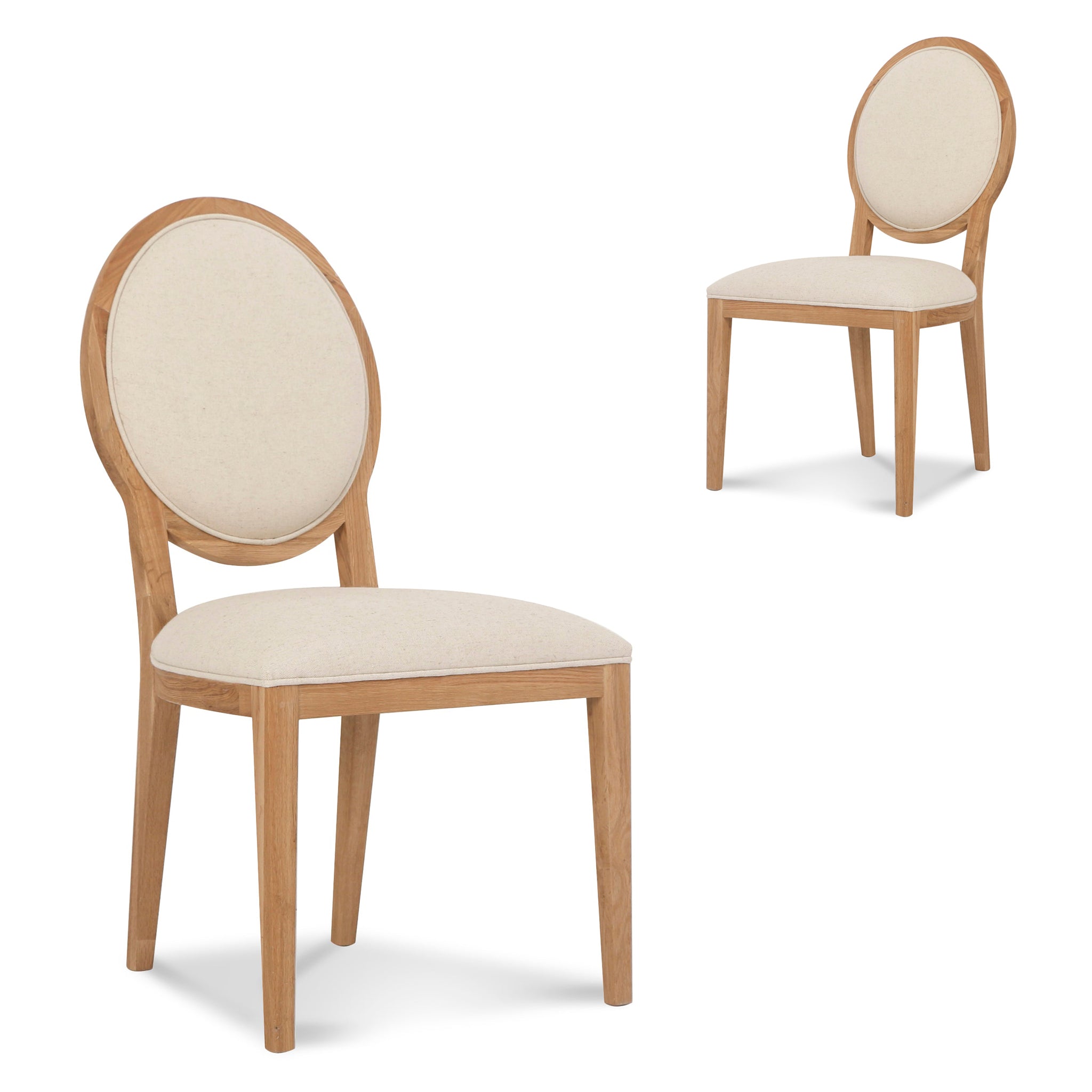 Set of 2 Ayla Fabric Dining Chair - Beige and Natural - Dining Chairs