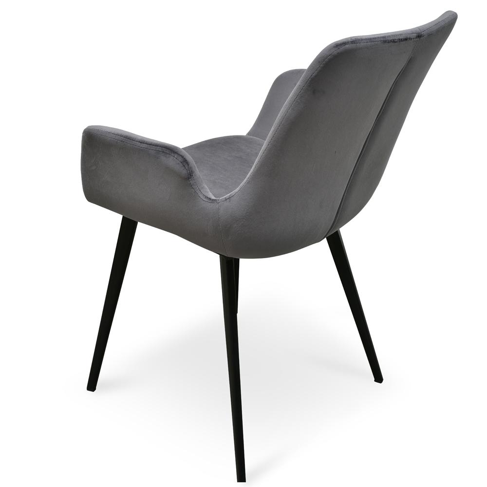 Set of 2 Como Dining Chair - Dark Grey Velvet - Dining Chairs