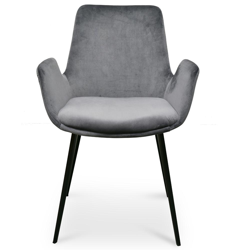 Set of 2 Como Dining Chair - Dark Grey Velvet - Dining Chairs