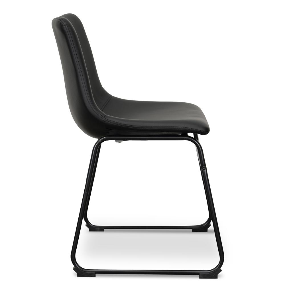 Set of 2 Ethan Dining Chair - Black PU Leather - Dining Chairs