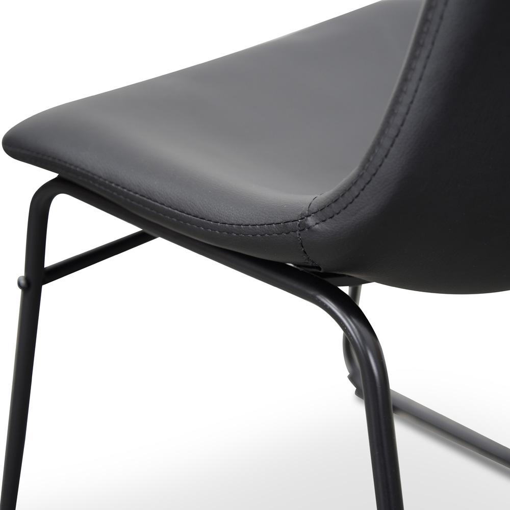 Set of 2 Ethan Dining Chair - Black PU Leather - Dining Chairs