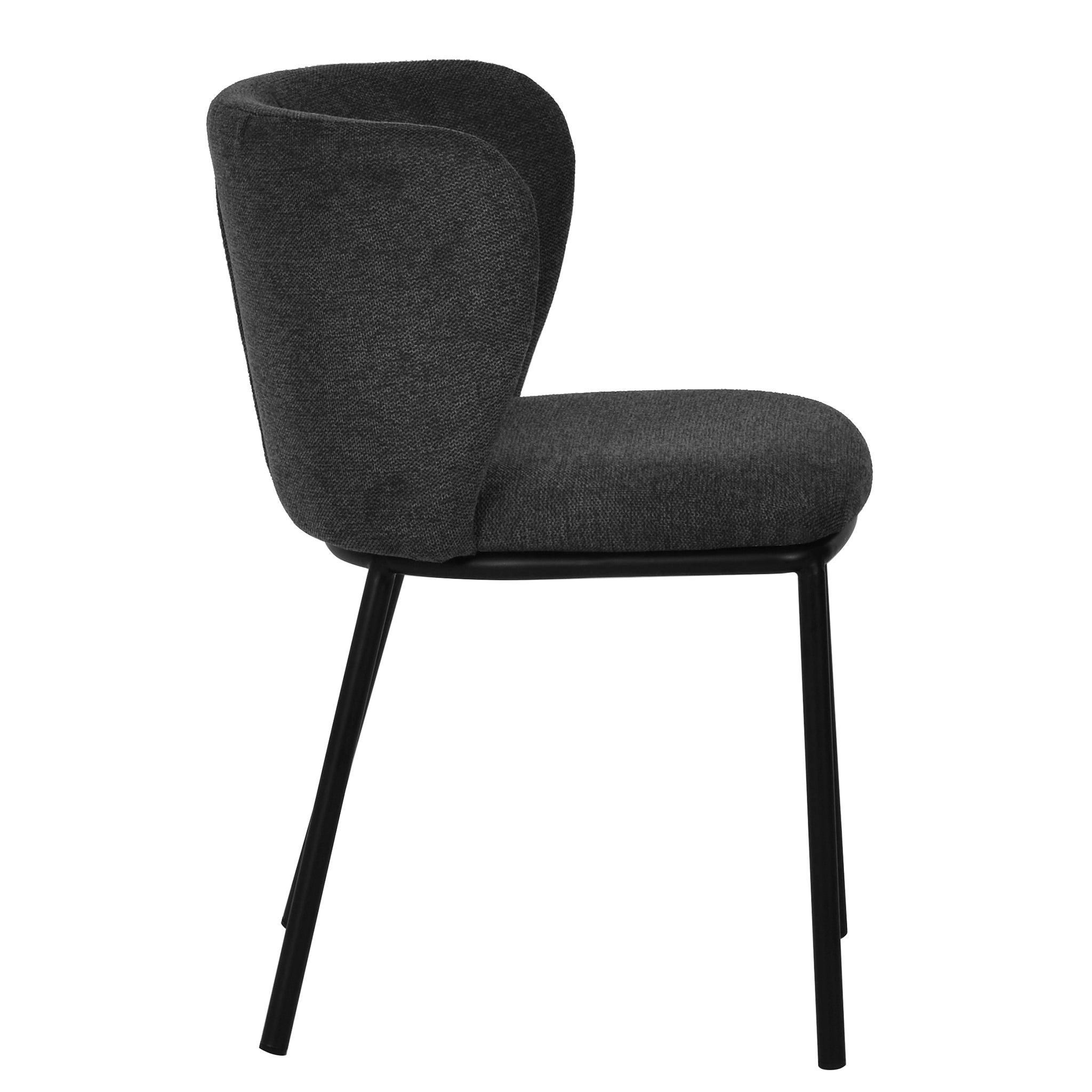 Set of 2 James Fabric Dining Chair - Charcoal Grey - Dining Chairs