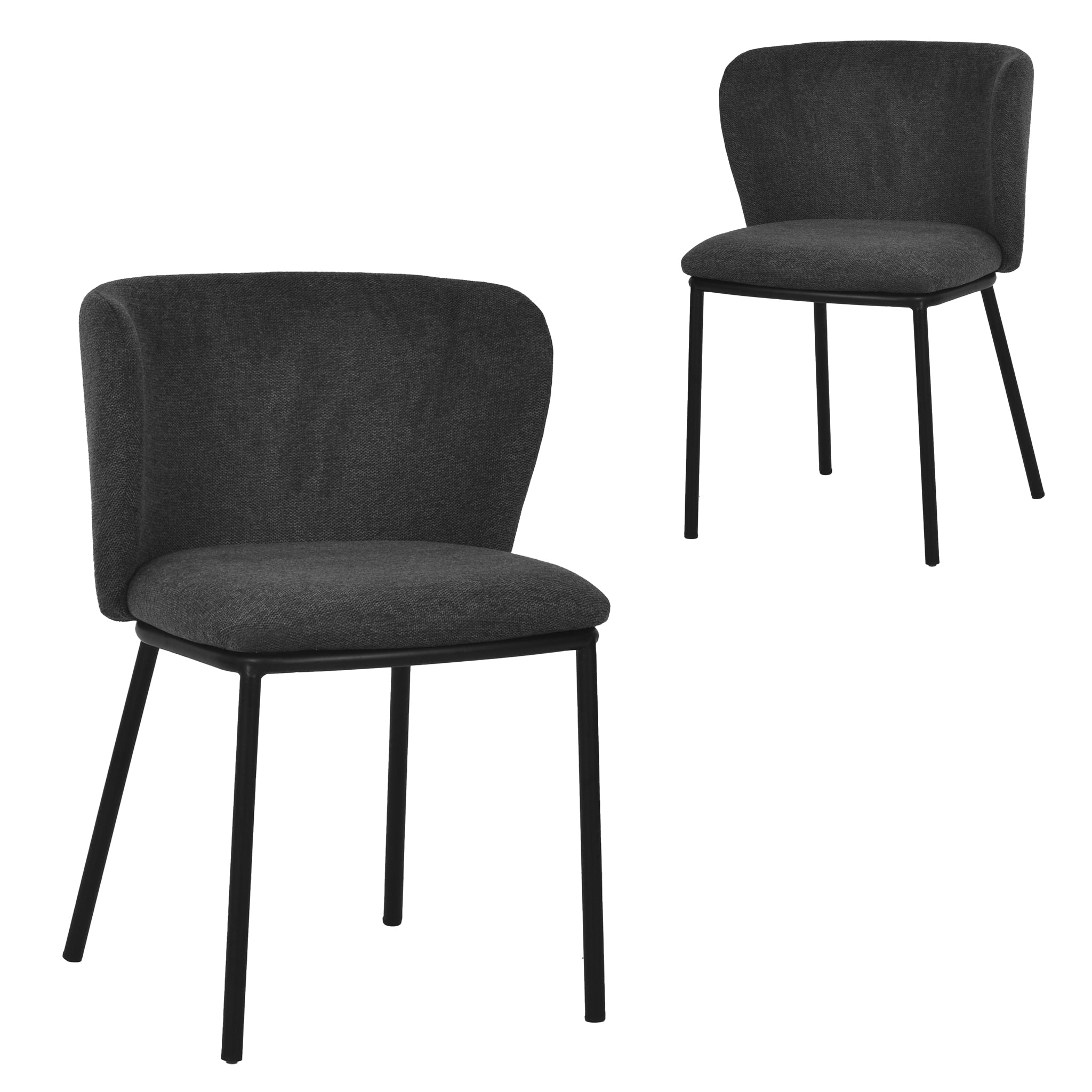 Set of 2 James Fabric Dining Chair - Charcoal Grey - Dining Chairs