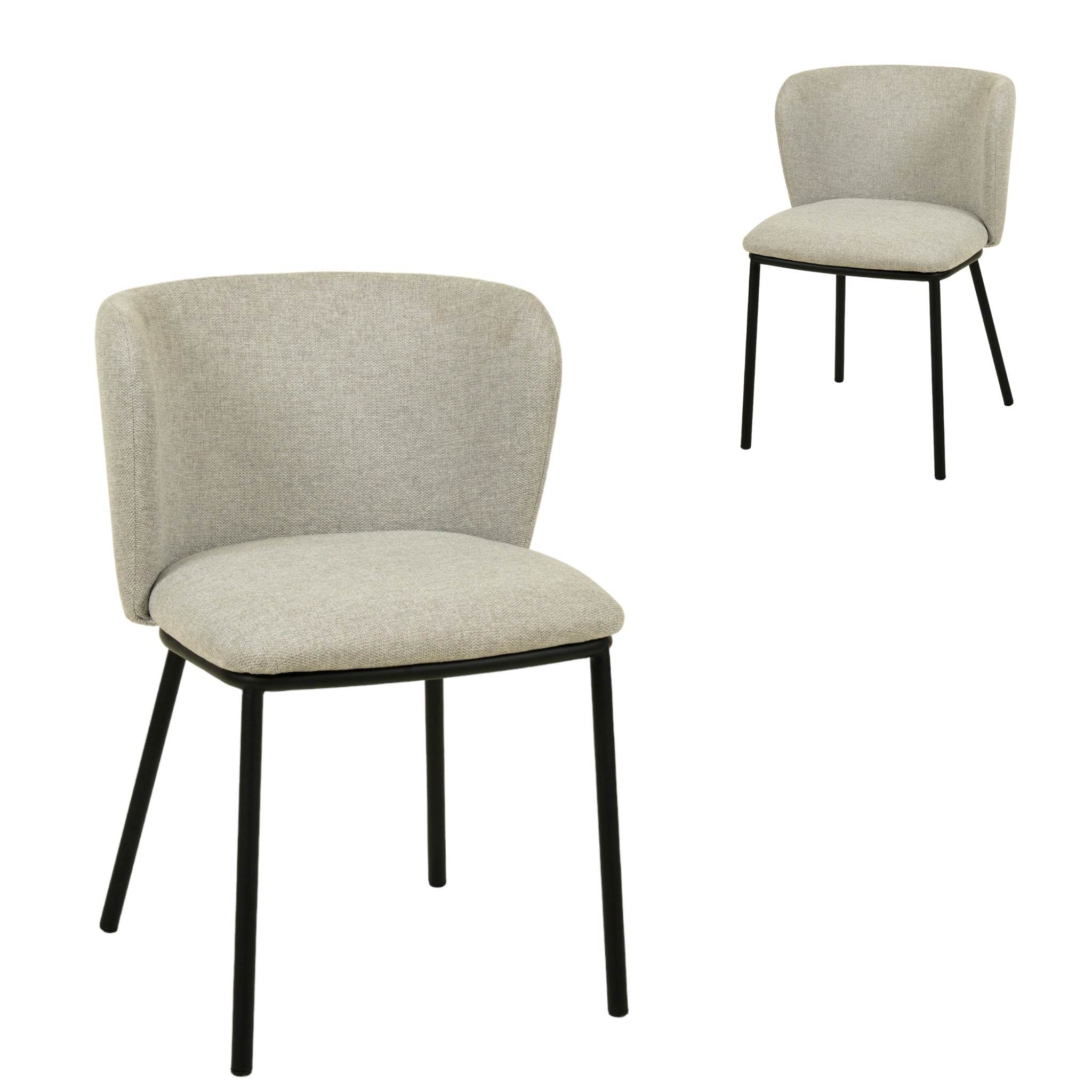 Set of 2 James Fabric Dining Chair - Coastal Light Grey - Dining Chairs