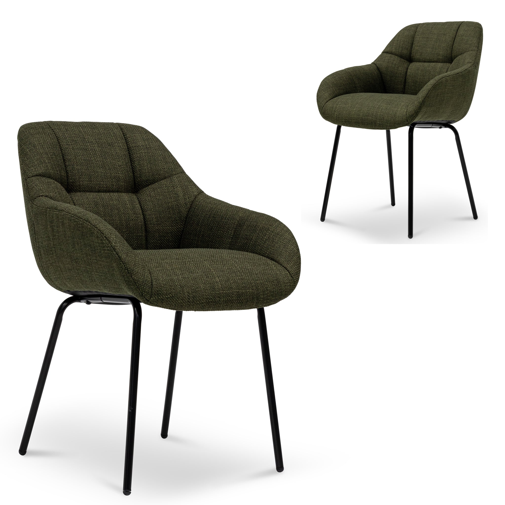 Set of 2 Markie Fabric Dining Chair - Pine Green - Dining Chairs