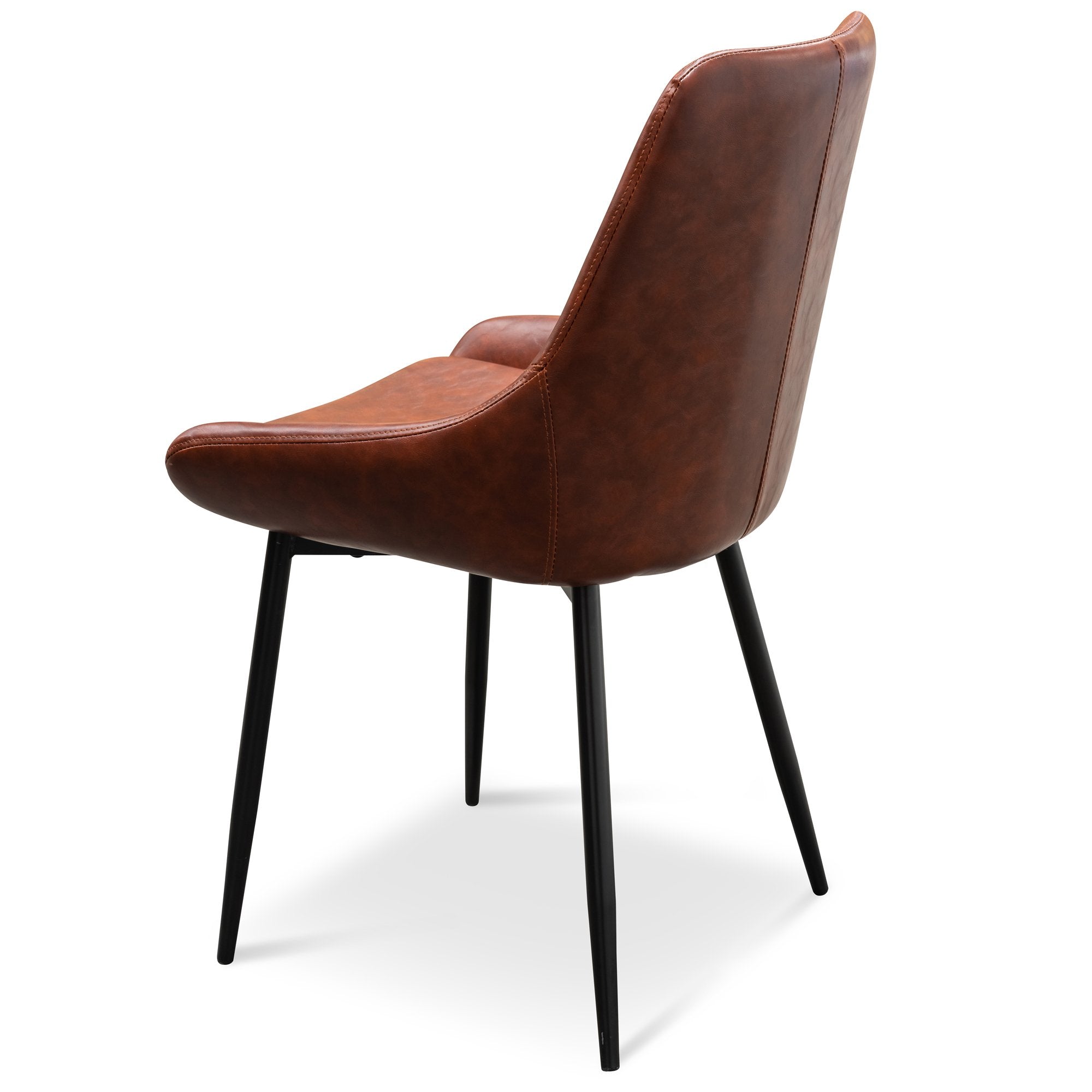 Set of 2 Millie Dining Chair - Cinnamon Brown PU Leather - Dining Chairs