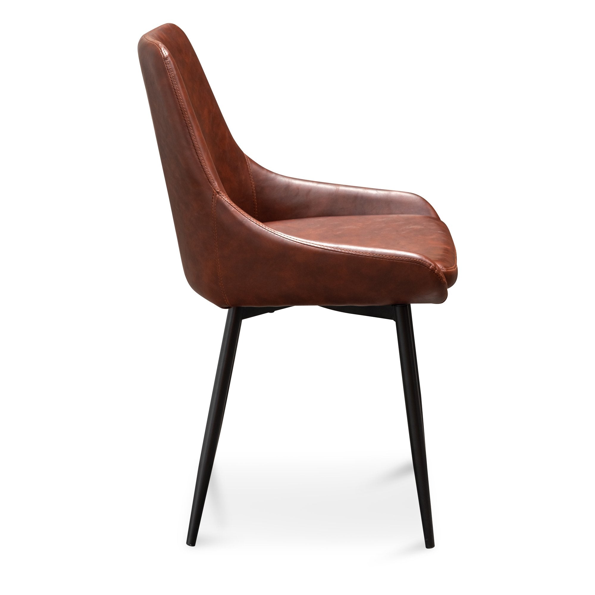 Set of 2 Millie Dining Chair - Cinnamon Brown PU Leather - Dining Chairs