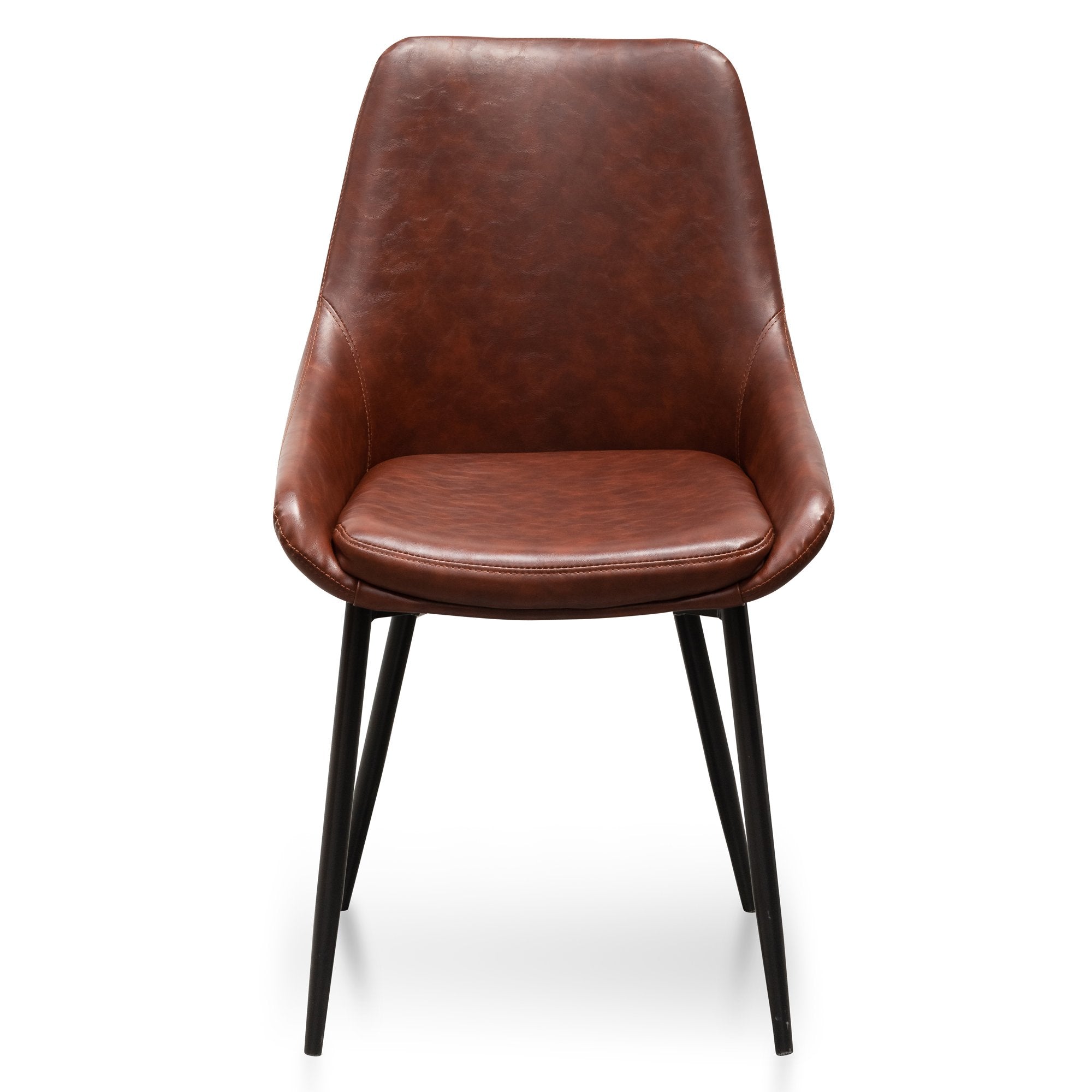 Set of 2 Millie Dining Chair - Cinnamon Brown PU Leather - Dining Chairs