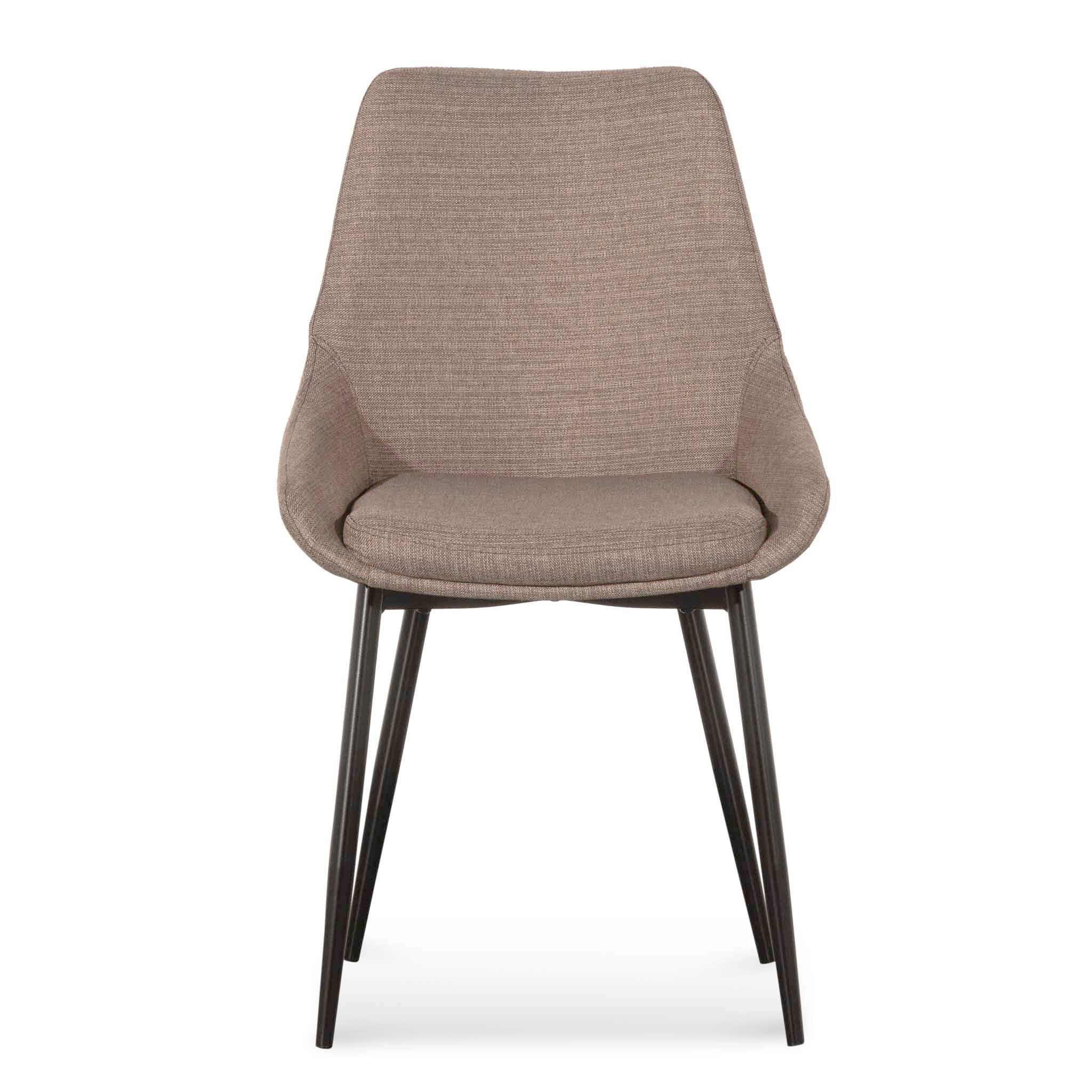 Set of 2 Millie Fabric Dining Chair - Brown Grey - Dining Chairs