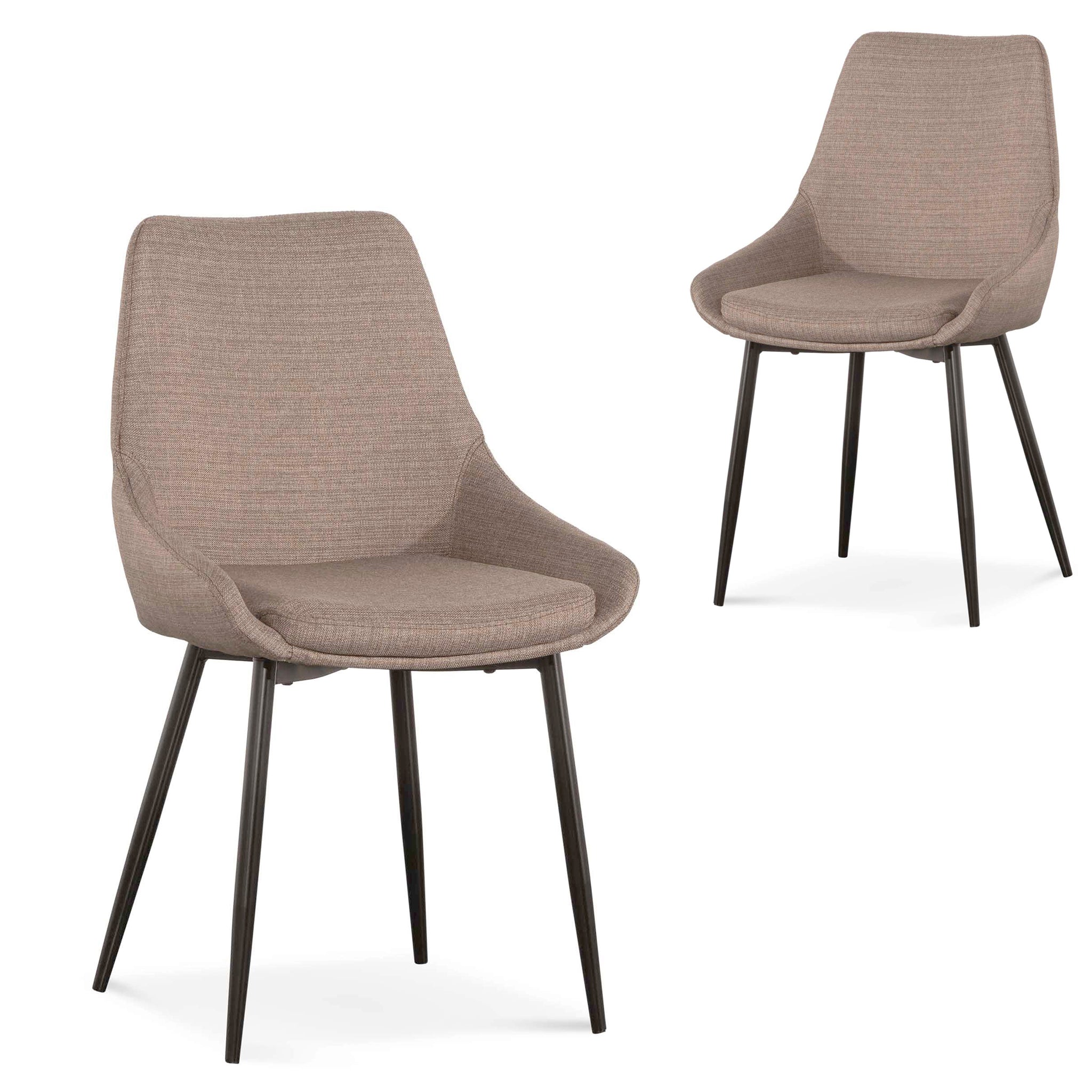 Set of 2 Millie Fabric Dining Chair - Brown Grey - Dining Chairs