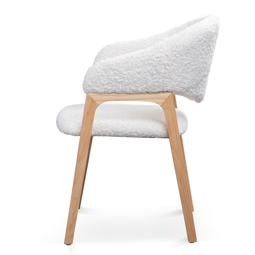 Set of 2 Owen Dining Chair - White Synthetic Wool - Dining Chairs