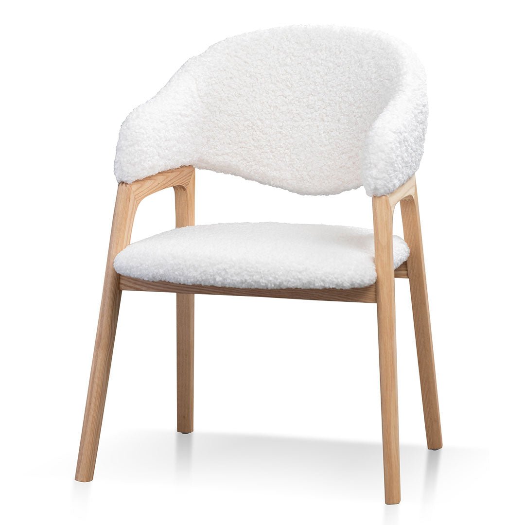 Set of 2 Owen Dining Chair - White Synthetic Wool - Dining Chairs