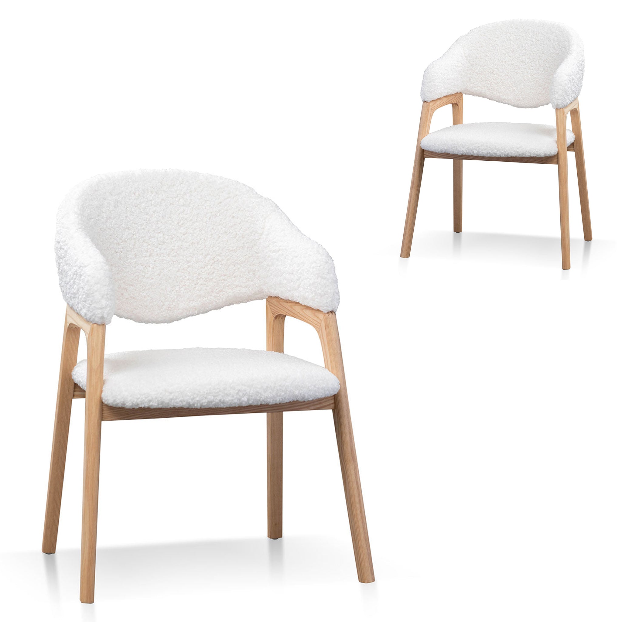 Set of 2 Owen Dining Chair - White Synthetic Wool - Dining Chairs