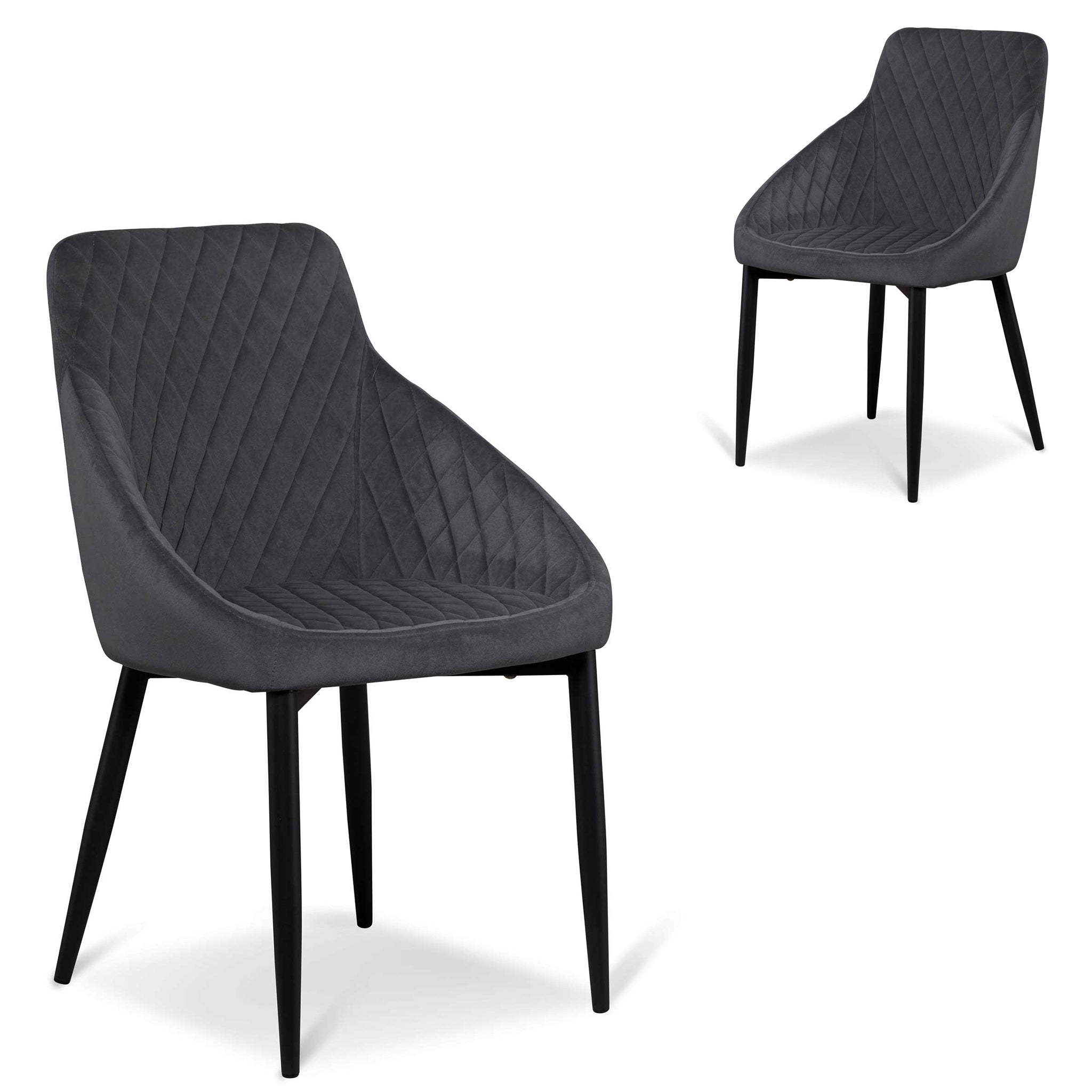 Set of 2 Rome Dining Chair - Grey Velvet - Dining Chairs