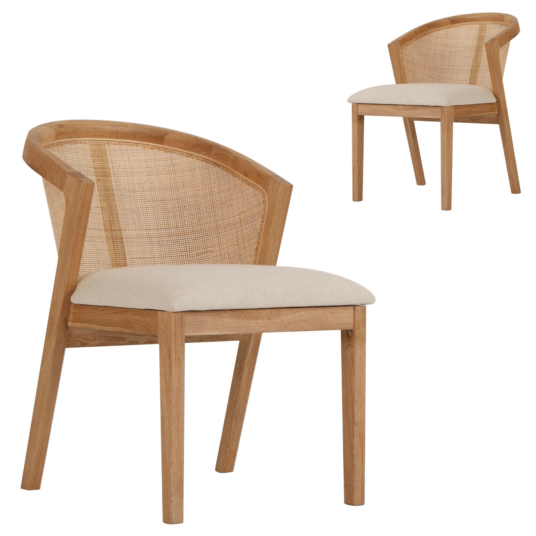 Set of 2 Samira Fabric Dining Chair - Light Beige - Dining Chairs