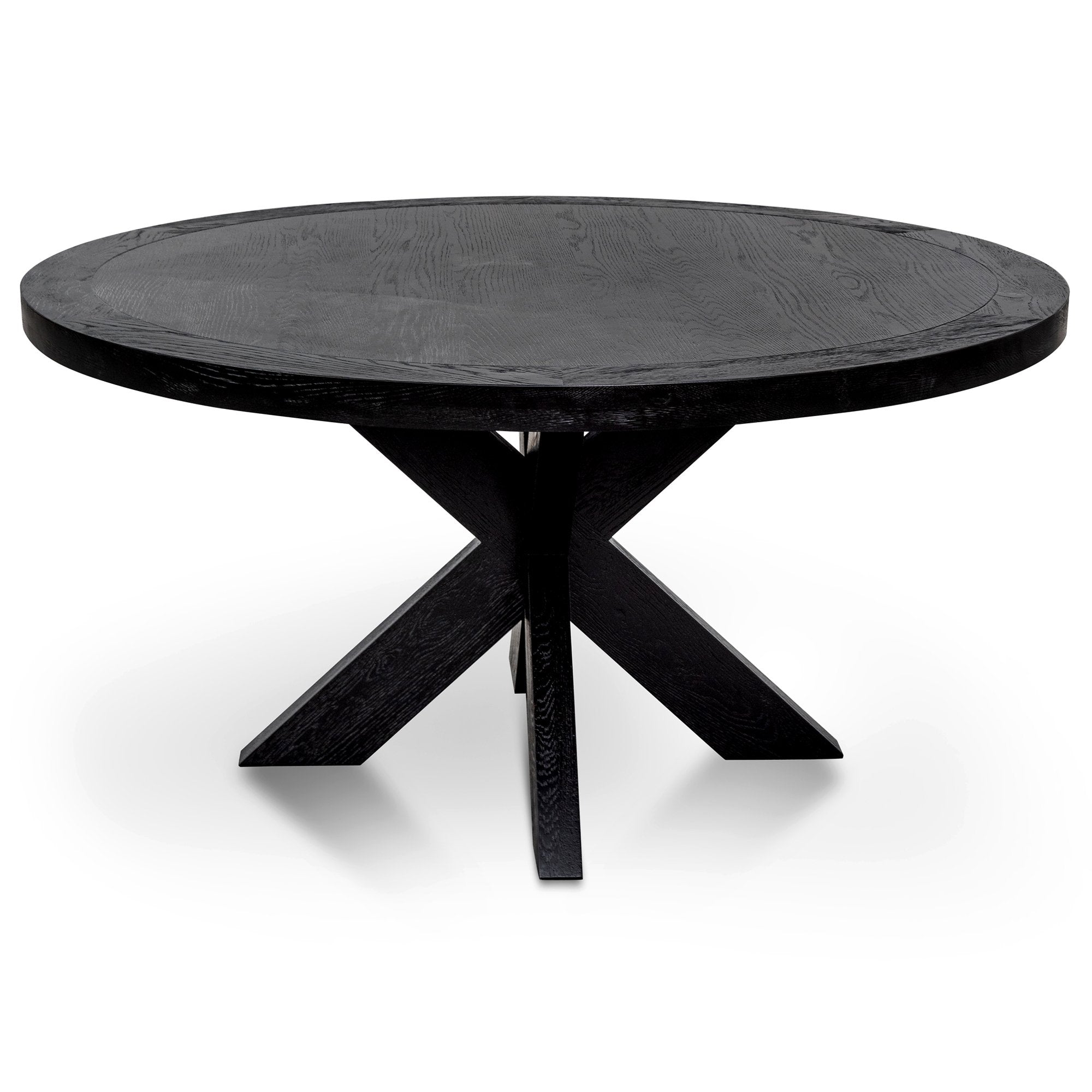 Simon1.5m Round Wooden Dining Table - Full Black - Dining Tables