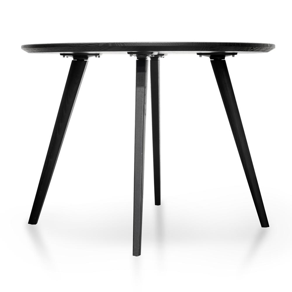 Smith 100cm Veneer Top Round Dining Table - Full Black - Dining Tables
