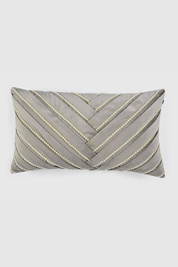 Sophia Pearl Lumbar Pillow Cover , Beige - Pillow Covers