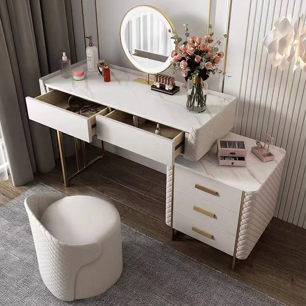 Stockholm White Stone Vanity Set - Make-Up Vanity