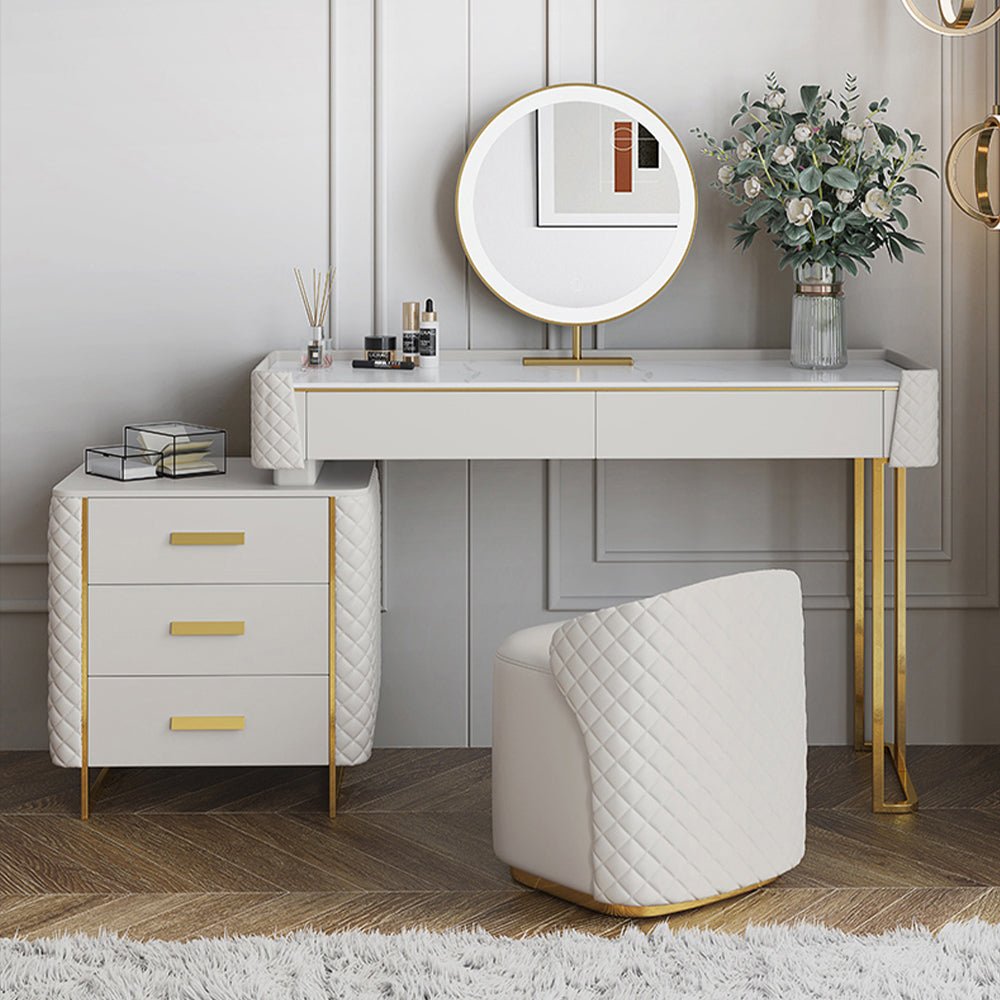 Stockholm White Stone Vanity Set - Make-Up Vanity