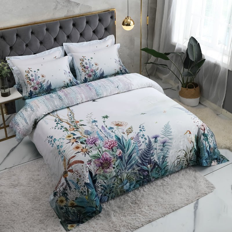 Summer Garden Duvet Cover Set (Egyptian Cotton, 500 TC) - Duvet Covers