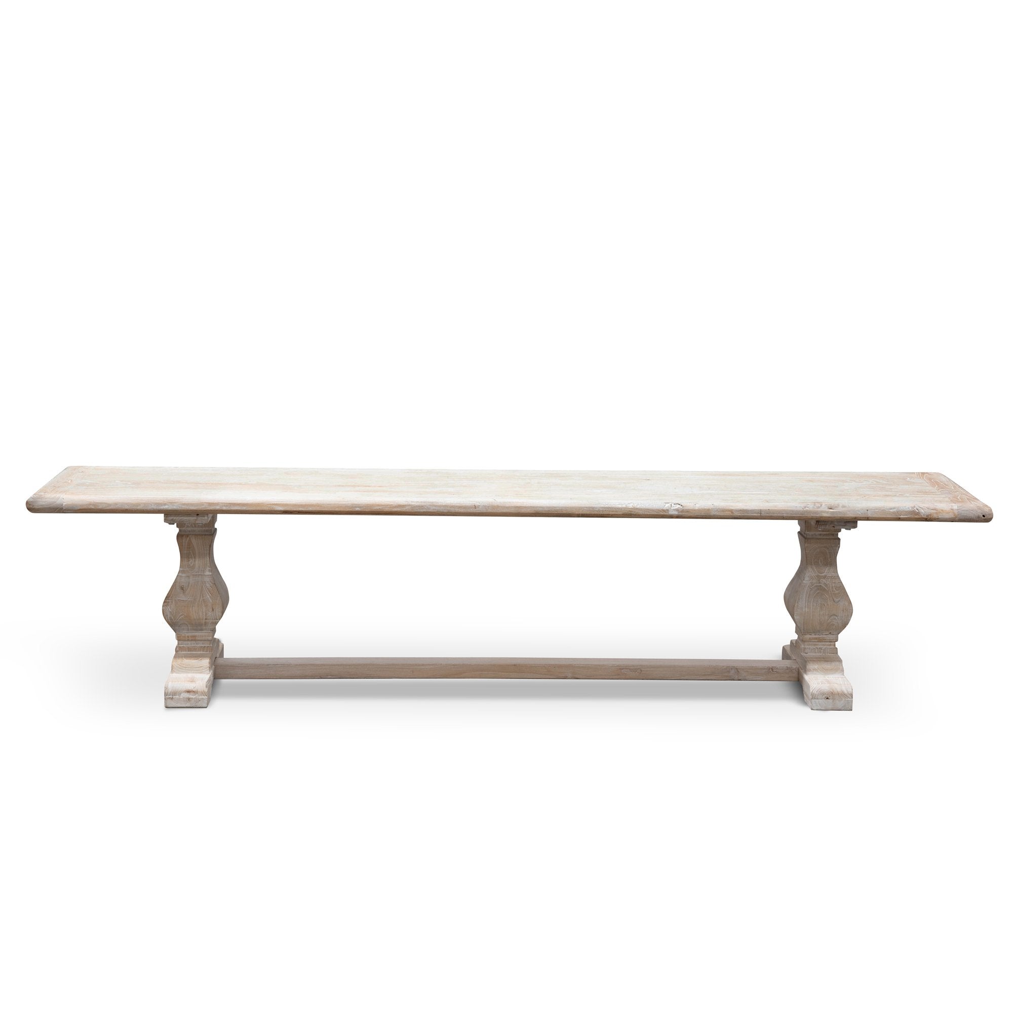 Tanner Reclaimed Grey Elm Wood Bench - White Washed - Bench