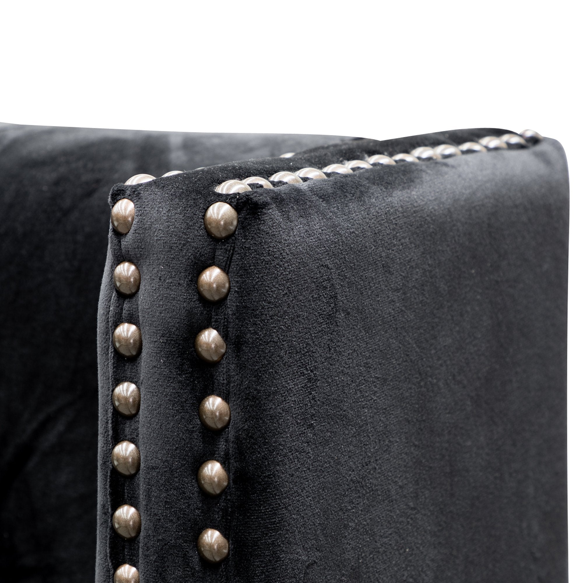 Theodore King Bed Frame - Black Velvet - Beds