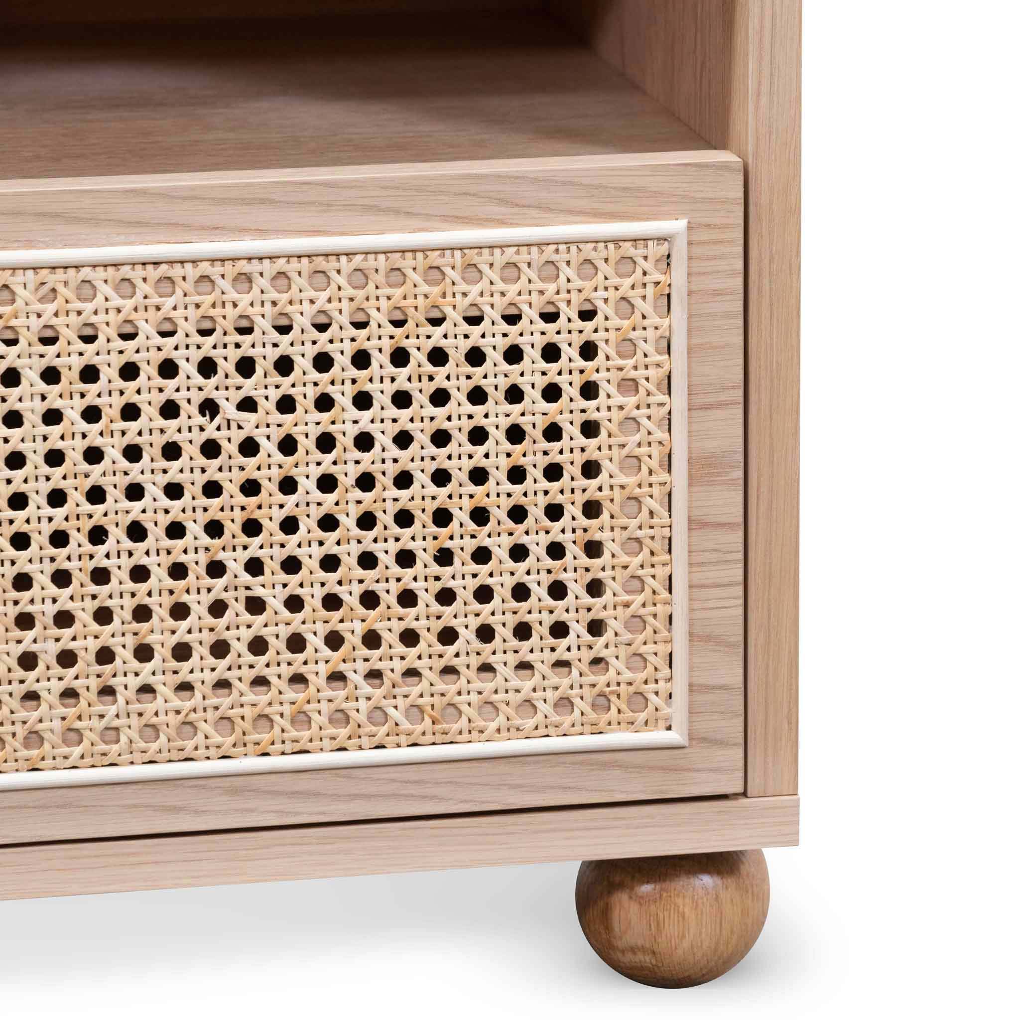 Thiago Wooden Side Table with Rattan Front - Natural - Bedside Tables